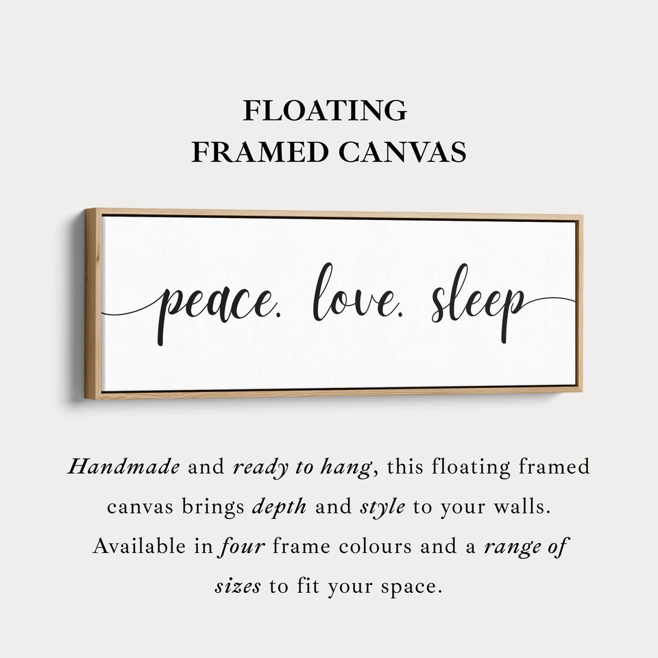Guest Room Bedroom Large Above Bed Wall Art 'Peace Love Sleep'