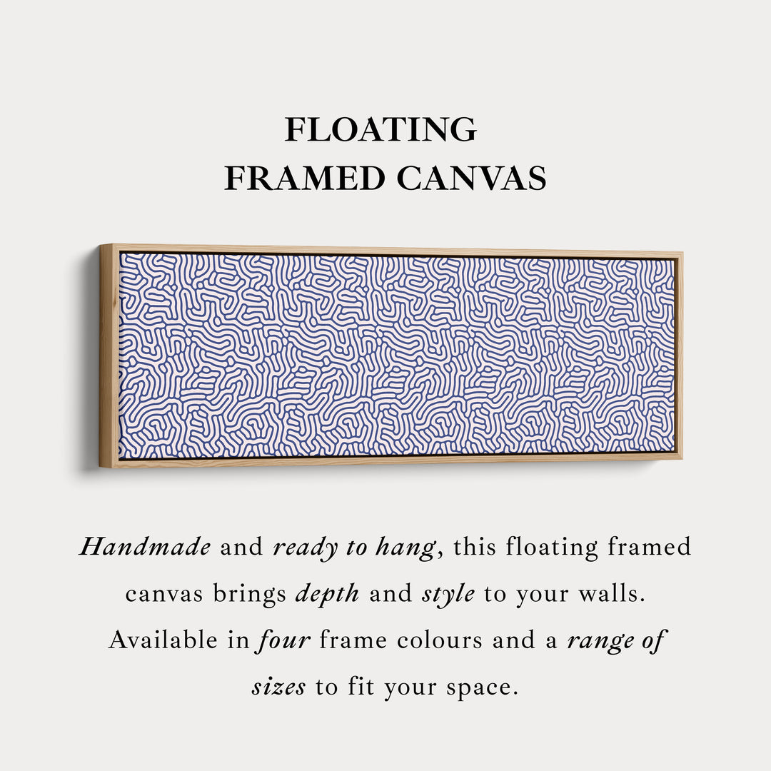 Blauwe geometrische organische patroon lange wanddecoratie