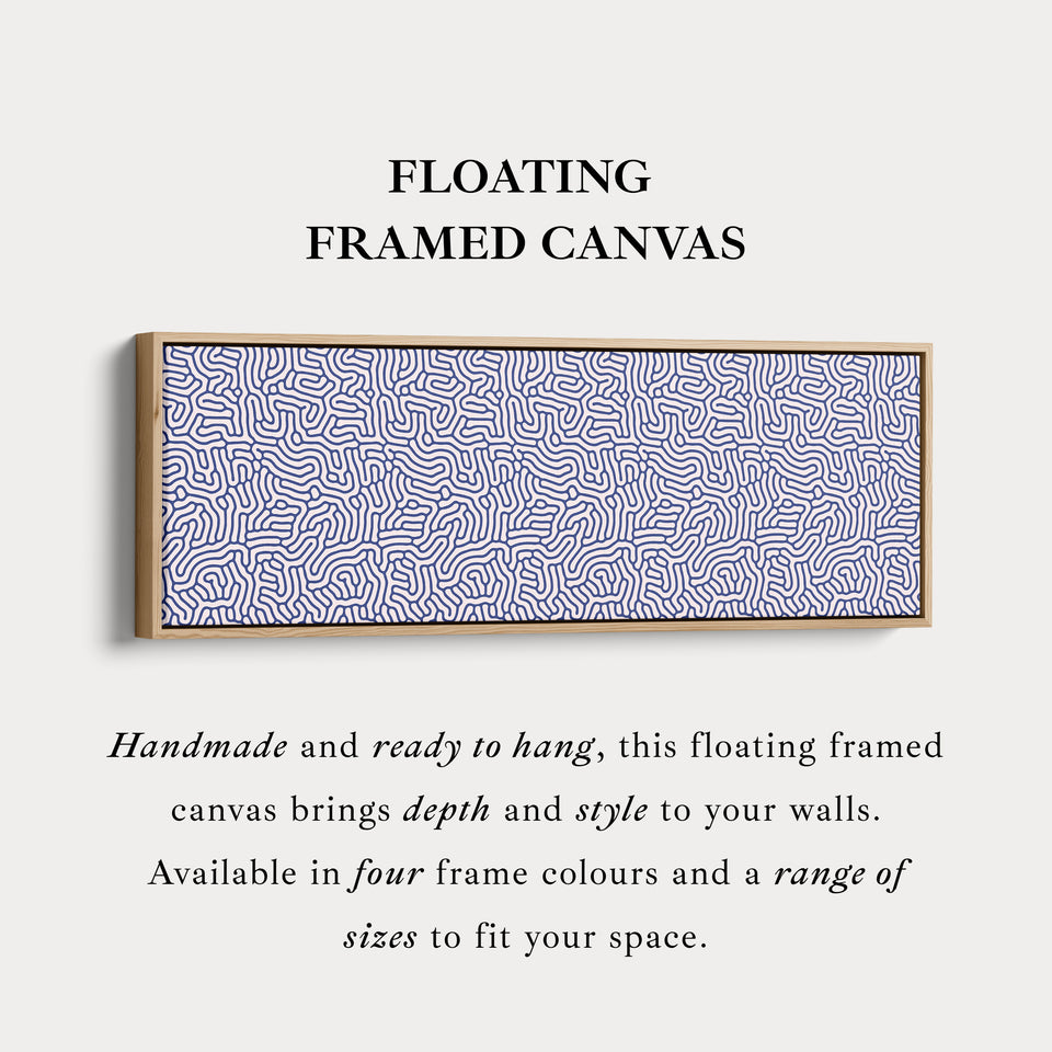 Blue Geometric Organic Pattern Long Wall Art