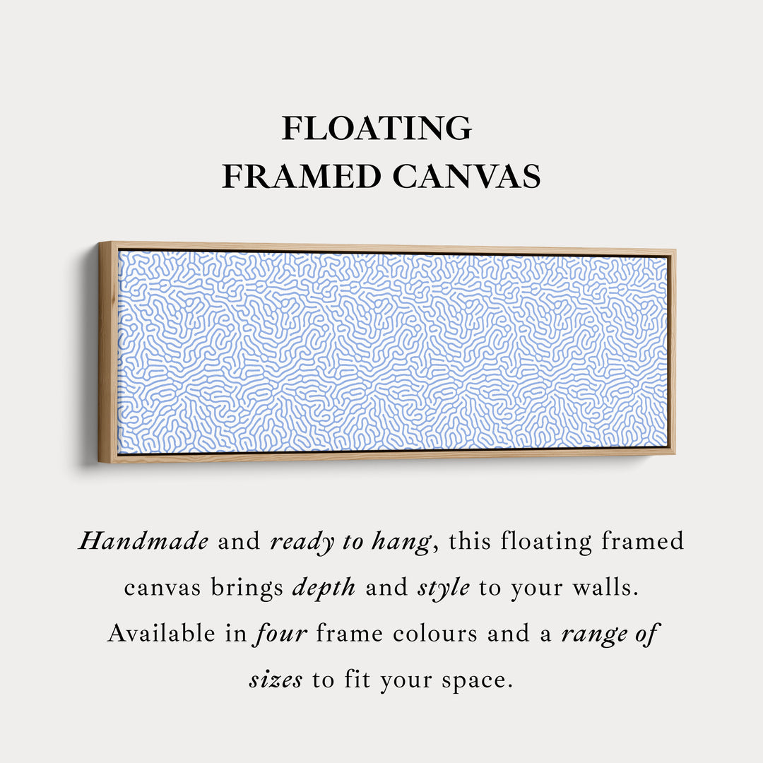 Blauwe en witte koraalpatroon panoramische wanddecoratie