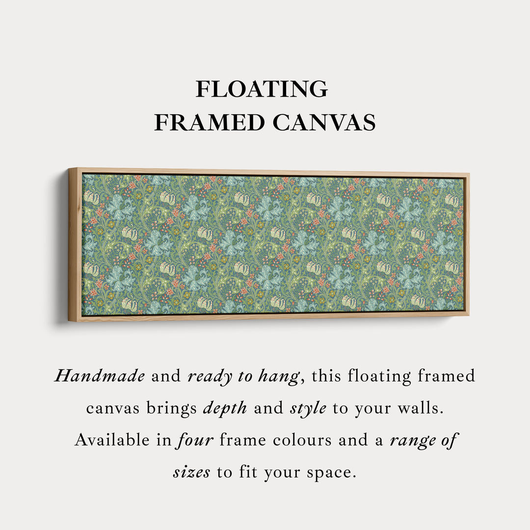 Horizontale lange wanddecoratie William Morris gouden lelie