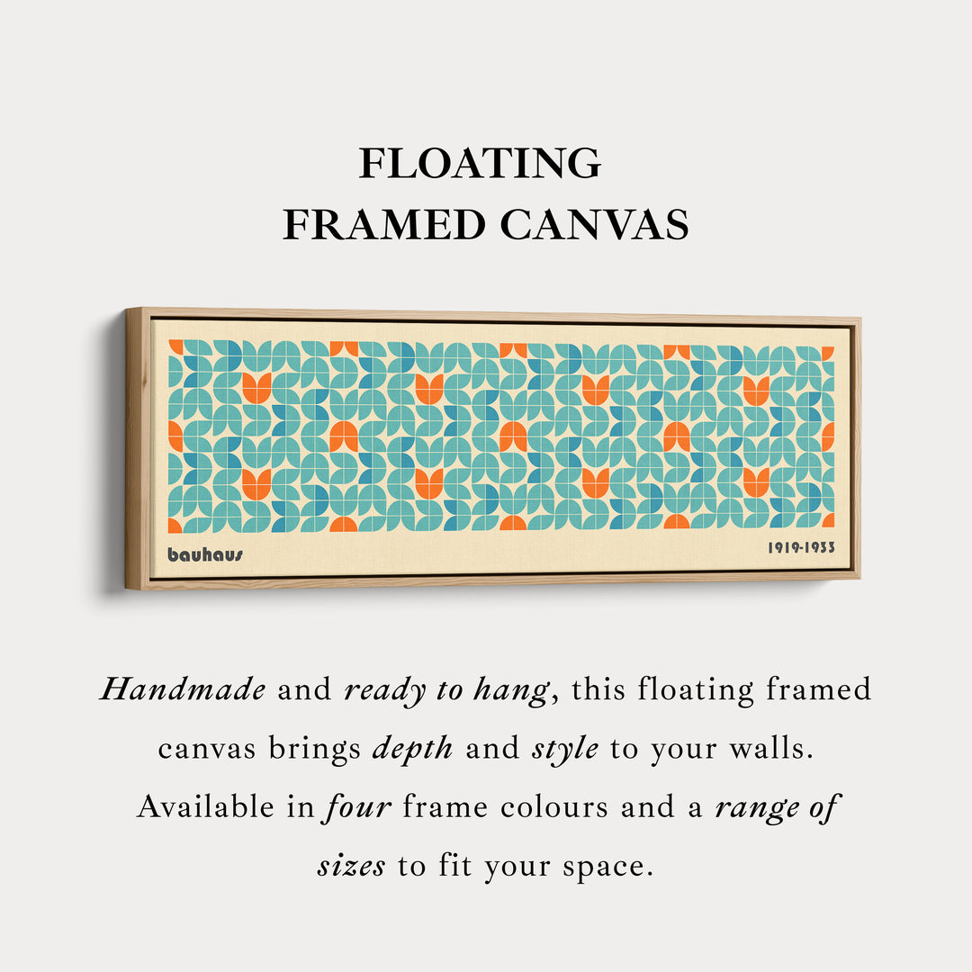 Horizontal Long Wall Art Beige Bauhaus Geometric