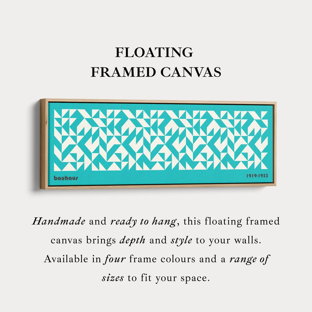 Panoramische Boven Bed Muurkunst Blauwe Bauhaus Midden Eeuw