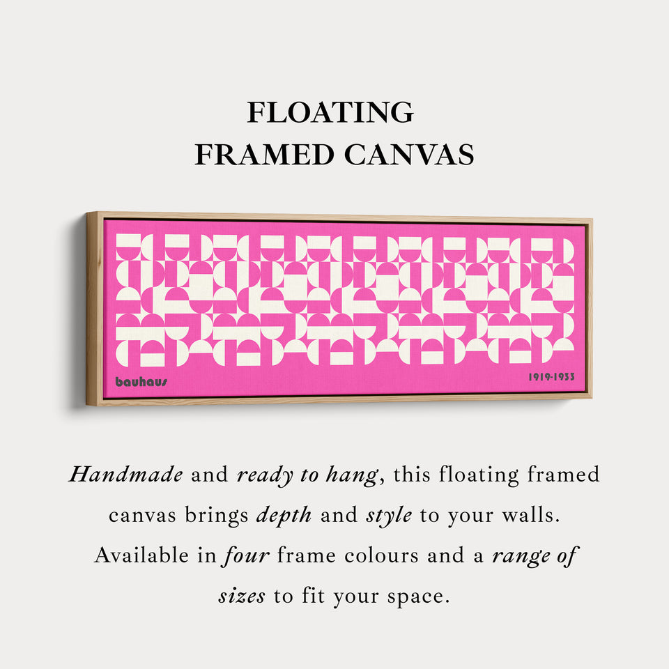Large Framed Long Wall Art Pink Mid Century Bauhaus