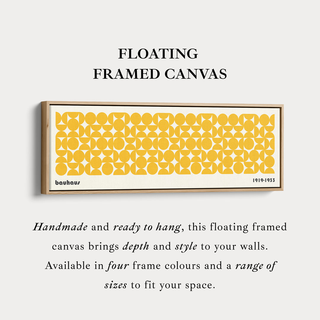 Groot ingelijst lang wandkunst geel midden-eeuws Bauhaus