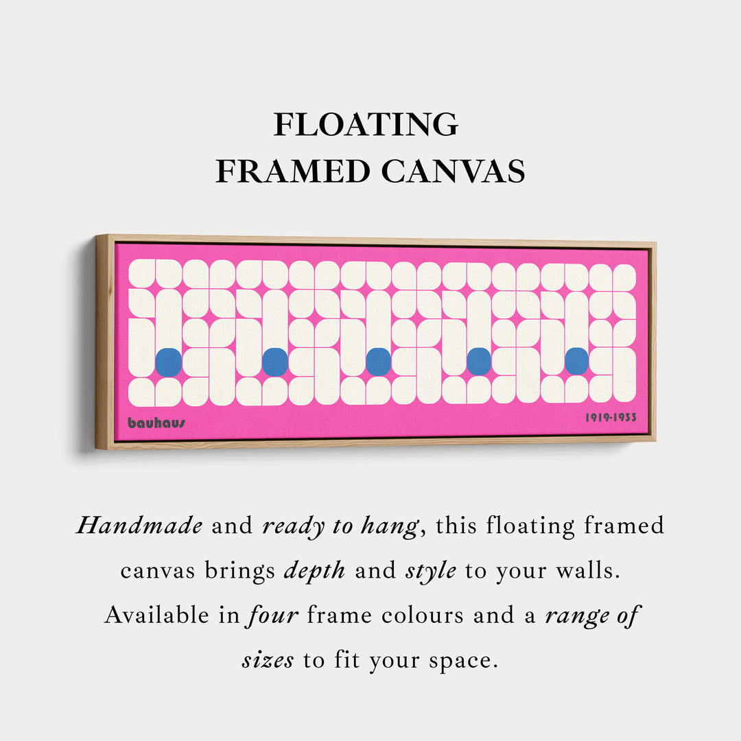 Pink Bauhaus Long Narrow Panoramic Framed Canvas Wall Art