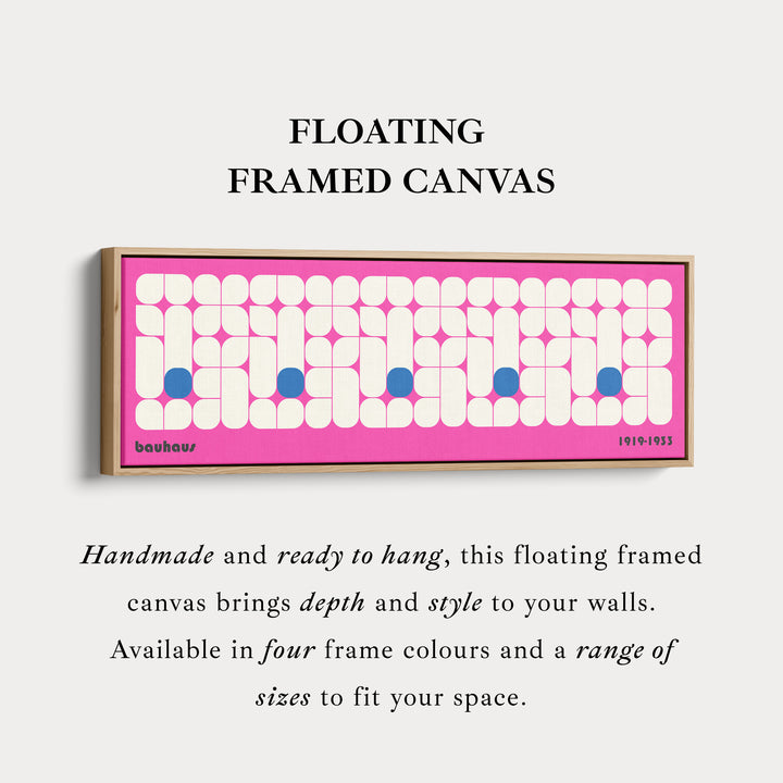Pink Bauhaus Long Narrow Panoramic Framed Canvas Wall Art