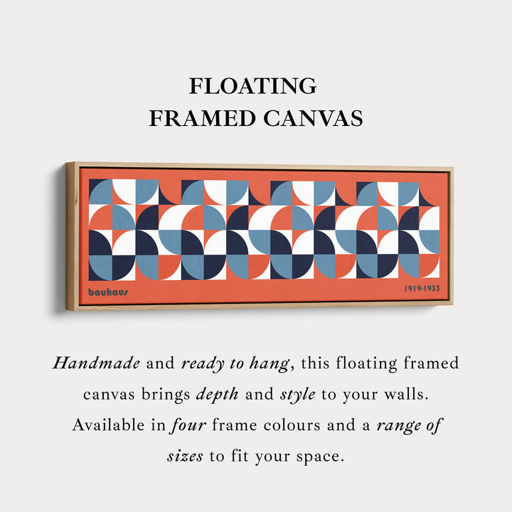 Rouge Bauhaus Long Toile Panoramique Étroit Encadrée Art Mural