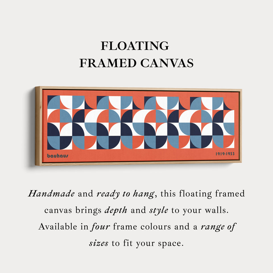 Red Bauhaus Long Narrow Panoramic Framed Canvas Wall Art