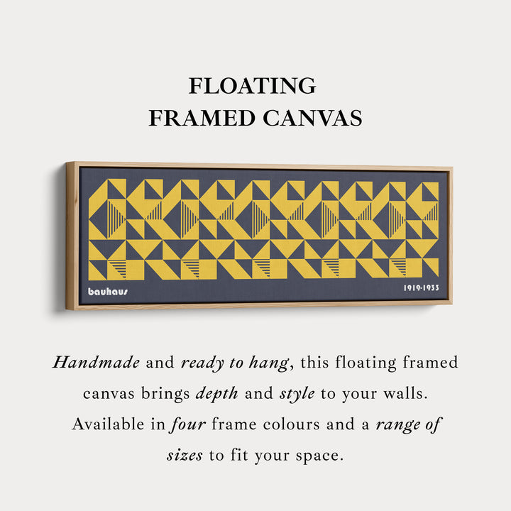 Dark Blue Bauhaus Long Skinny Panoramic Framed Canvas Wall Art