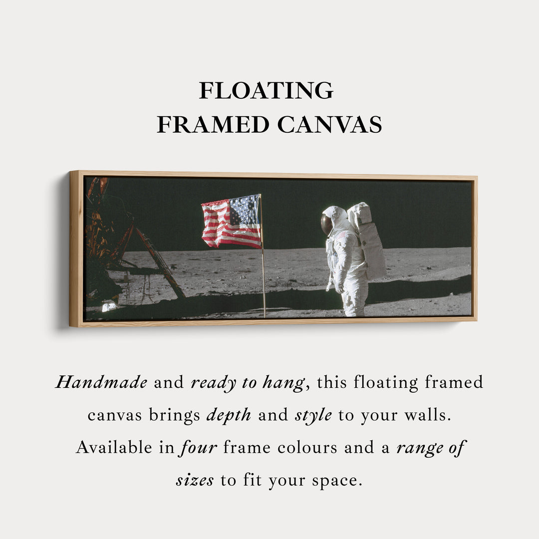 Lange panoramische ruimte wanddecoratie astronaut maanwandeling NASA