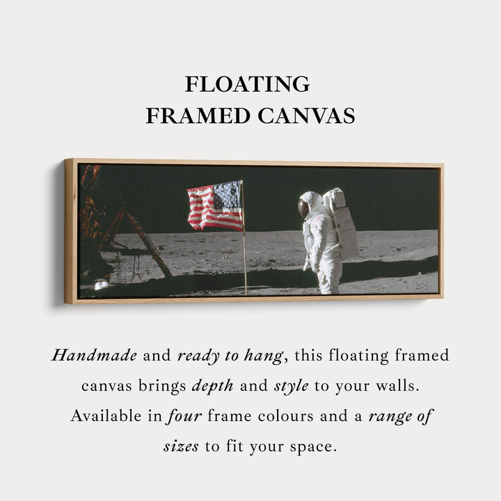 Lange panoramische ruimte wanddecoratie astronaut maanwandeling NASA