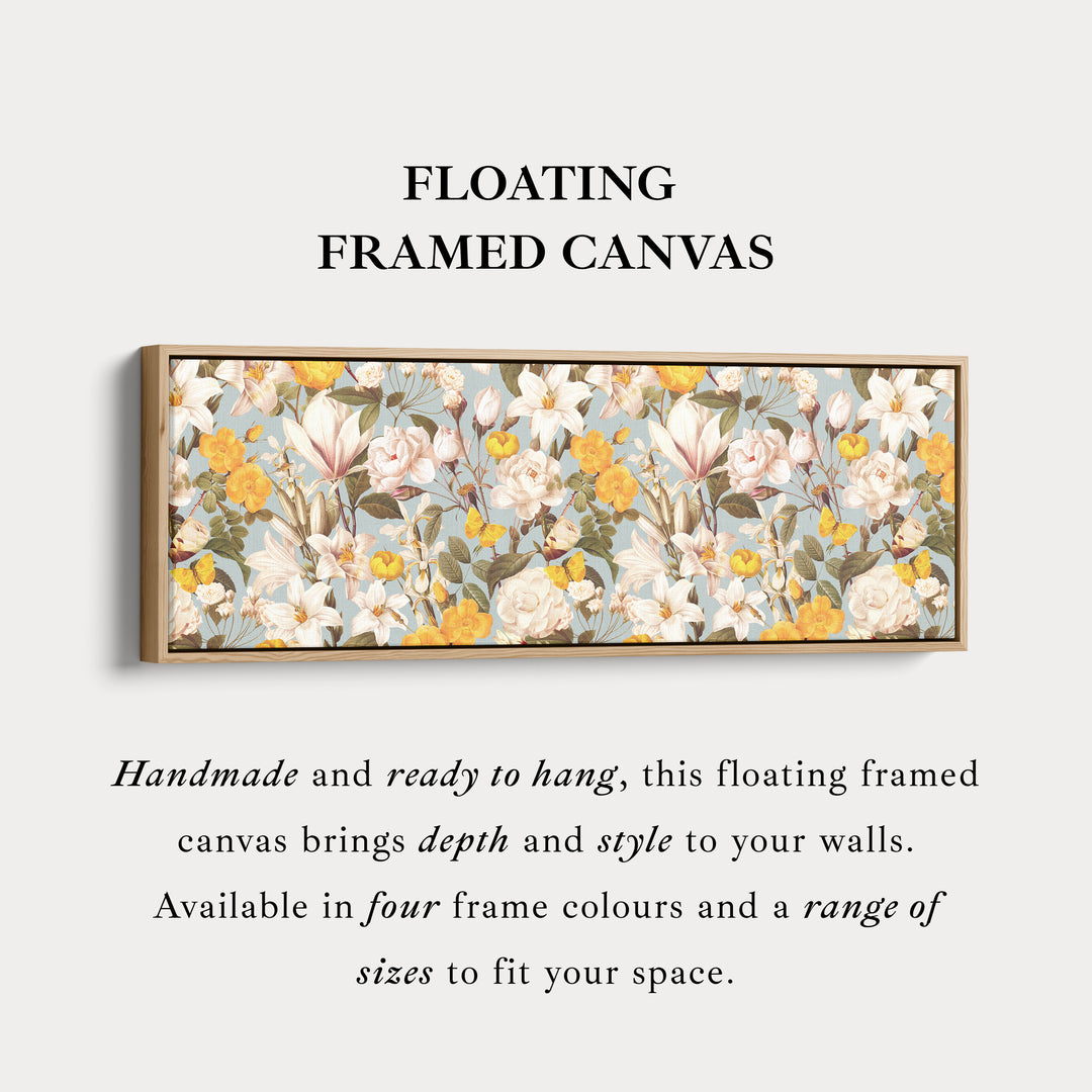 Wide Tropical Floral Parrot Canvas Art for Living Room or Hallway