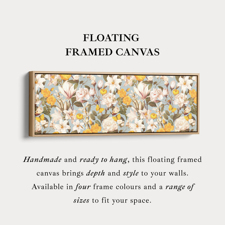 Wide Tropical Floral Parrot Canvas Art for Living Room or Hallway