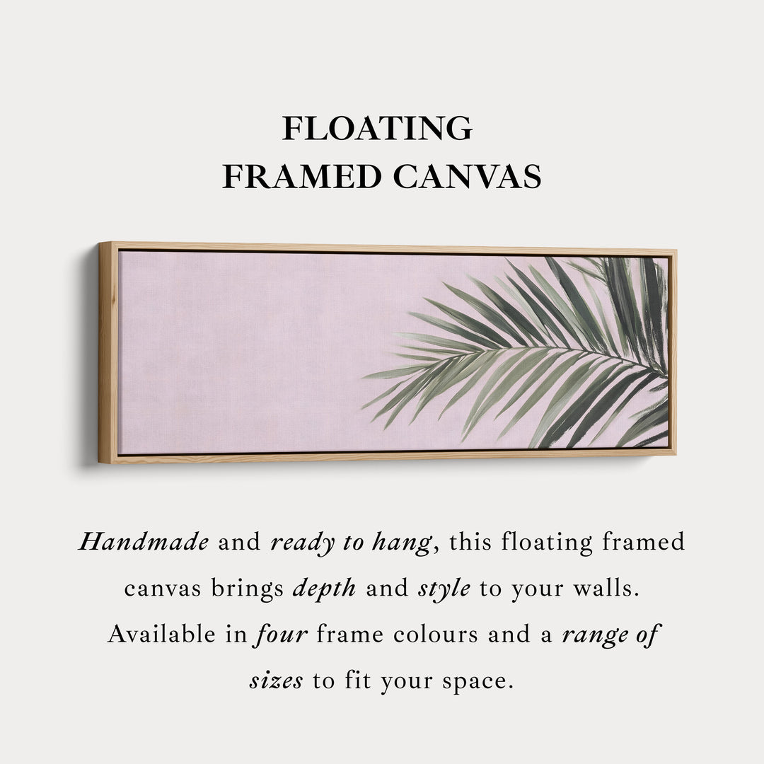 Panoramic wall art minimal palm leaf on soft pastel background for living room or bedroom