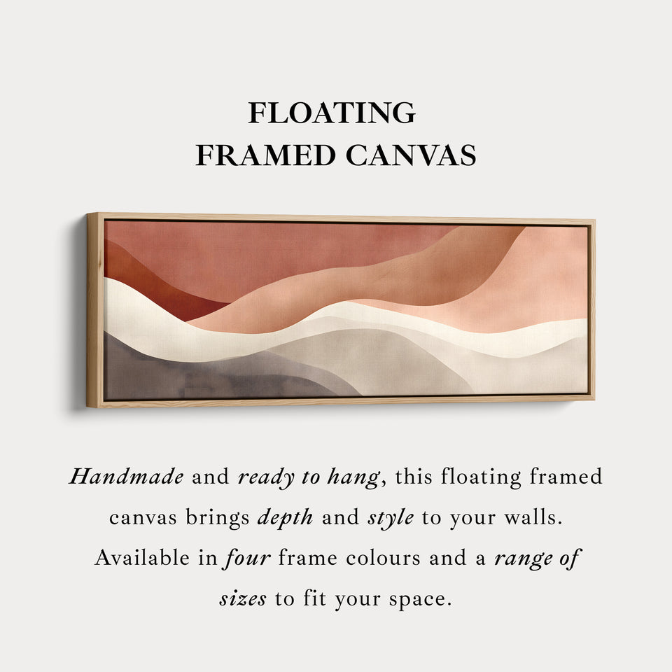 Wide wall art abstract flowing warm earth-toned shapes for living room or bedroom