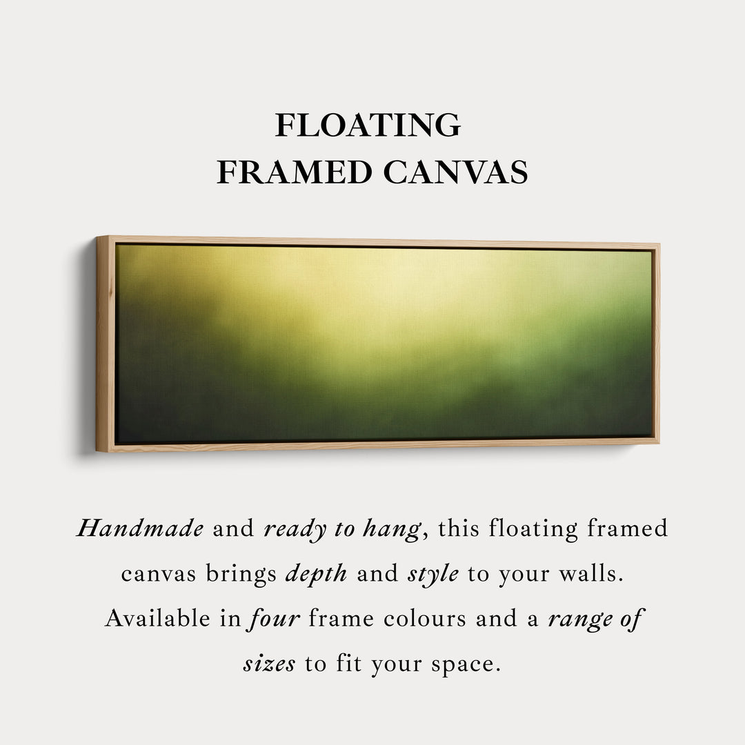 Panoramic wall art blended soft gradient moving from yellow to deep green for living room or bedroom