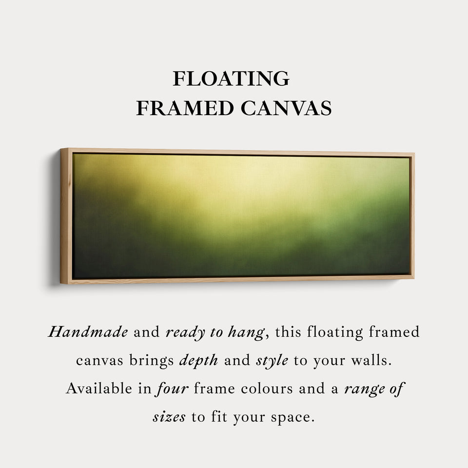 Panoramic wall art blended soft gradient moving from yellow to deep green for living room or bedroom