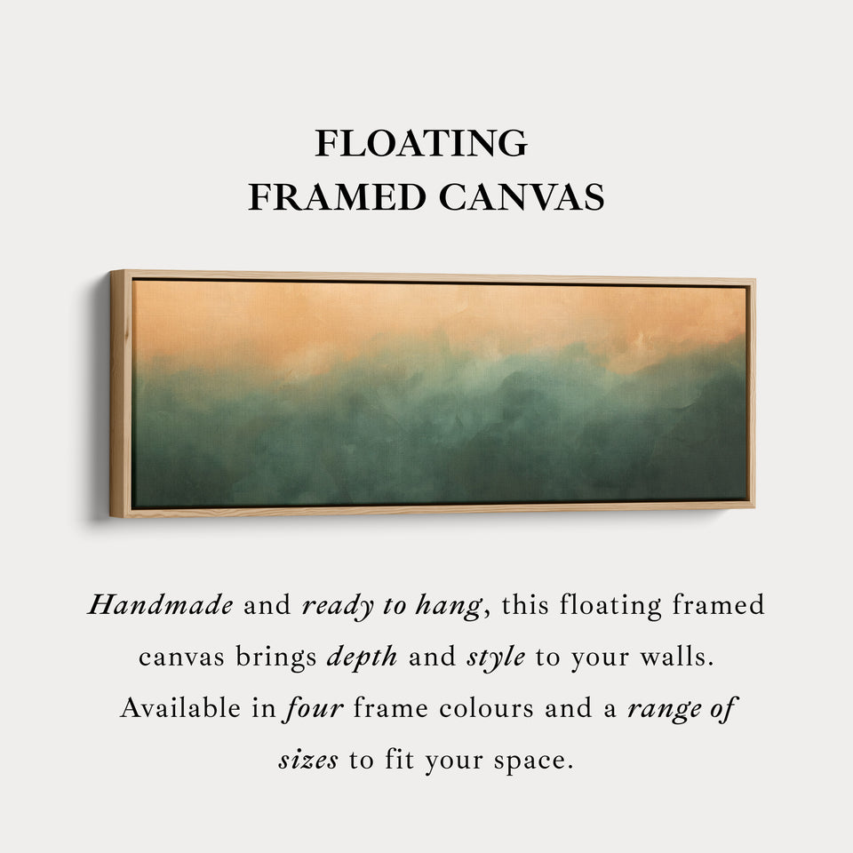 Horizontal Wall Art Green Beige Long Canvas Calm Minimalist Modern Decor