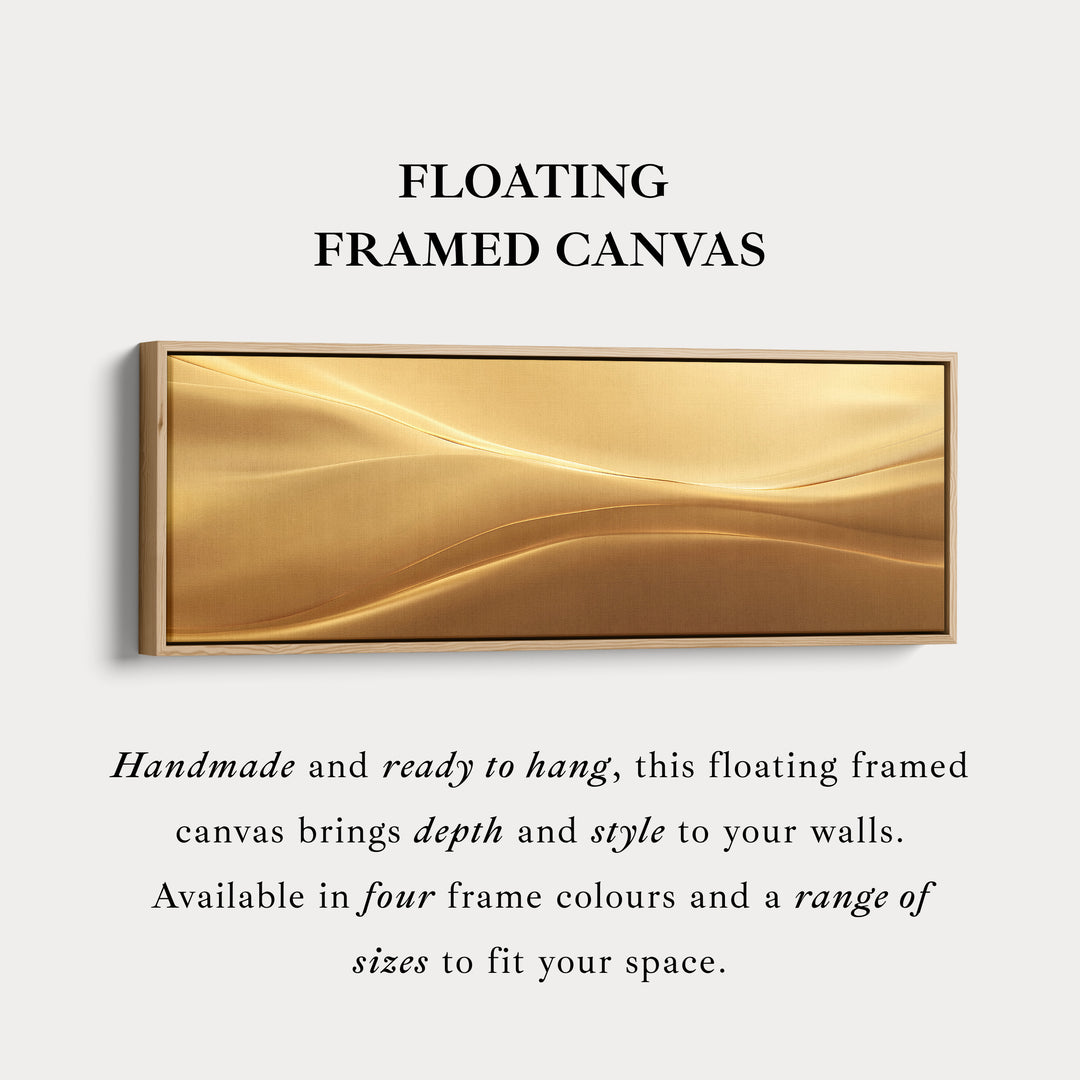 Panoramic Gold Wave Horizontal Wall Art Long Framed Canvas Modern Luxury Decor