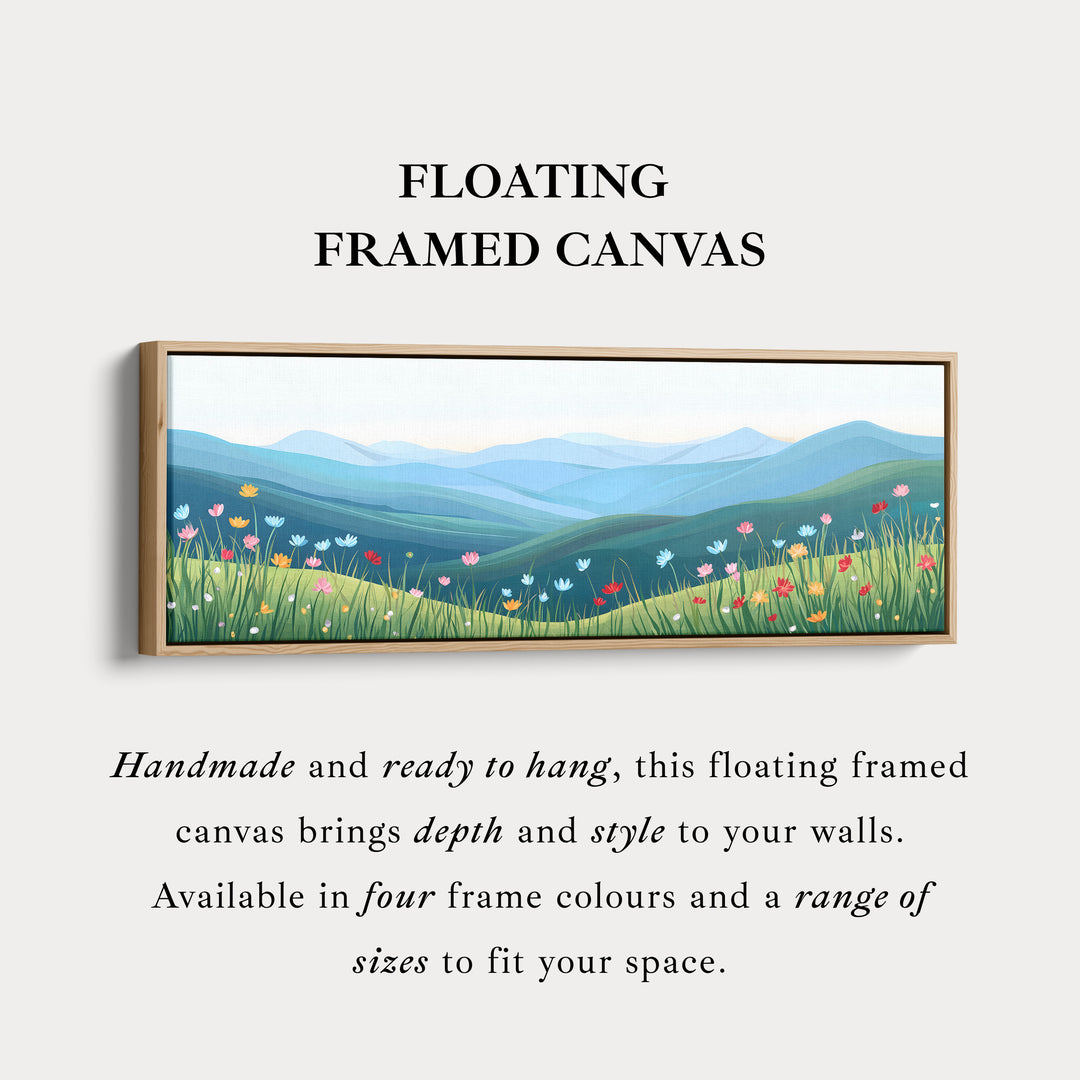 Horizontal Landscape Wall Art Green Blue Long Canvas Above Bed Scenic Nature Print