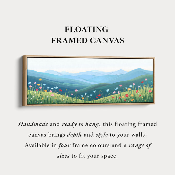 Horizontal Landscape Wall Art Green Blue Long Canvas Above Bed Scenic Nature Print