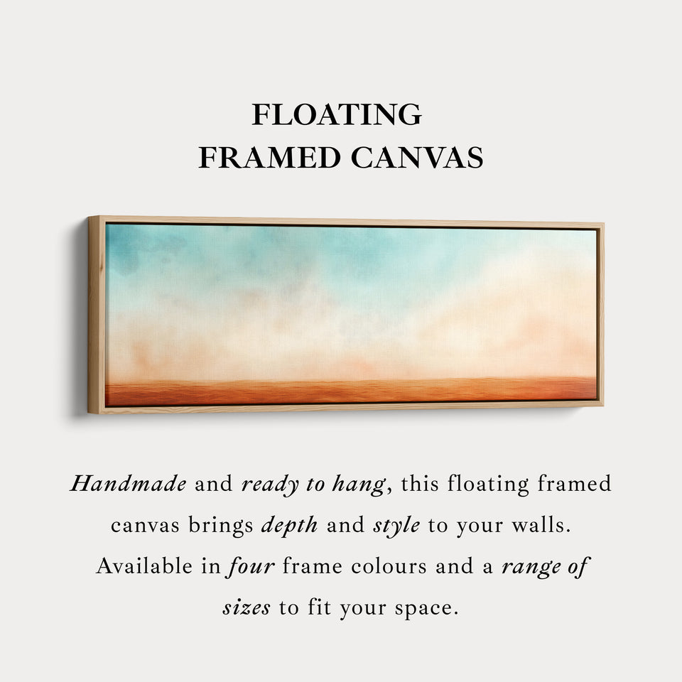 Panoramic Orange Beige Horizontal Wall Art Calm Desert Inspired Long Canvas