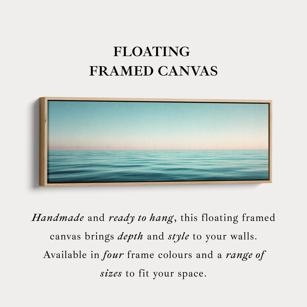 Wide Coastal Ocean Horizon Long Canvas Horizontal Wall Art Calm Blue Seascape