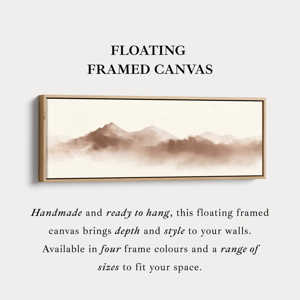 Long Narrow Mountain Wall Art Panoramic Canvas Neutral Bedroom Décor