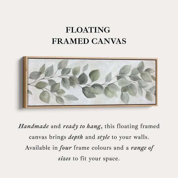 Horizontal Botanical Leaf Wall Art Long Canvas For Kitchen Or Hallway
