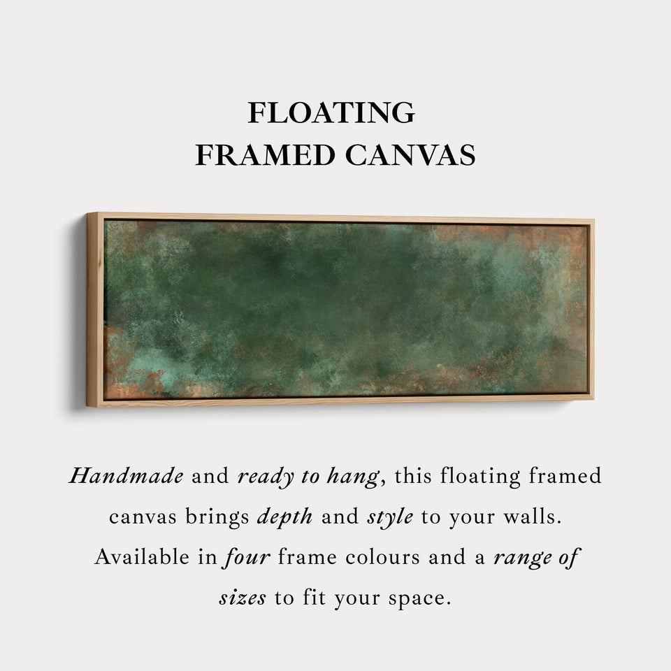 Wide Canvas Wall Art Deep Green Abstract Long Horizontal Wall Decor