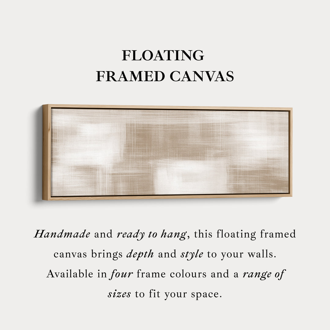 Neutral Abstract Wide Wall Art Long Framed Canvas For Calm Living Spaces