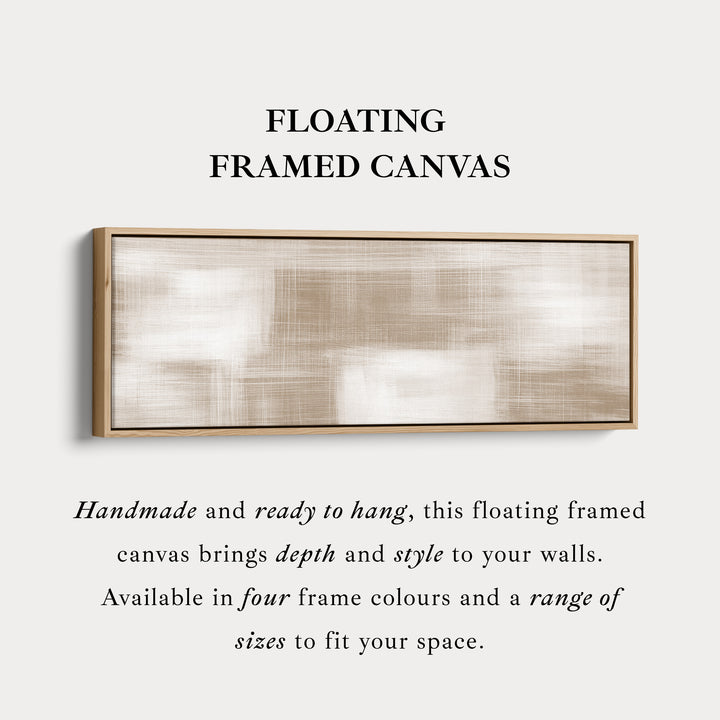 Neutral Abstract Wide Wall Art Long Framed Canvas For Calm Living Spaces