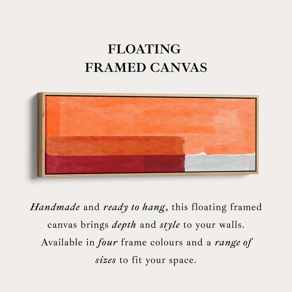 Bold Orange Wall Art Wide Abstract Canvas Long Horizontal Statement Piece