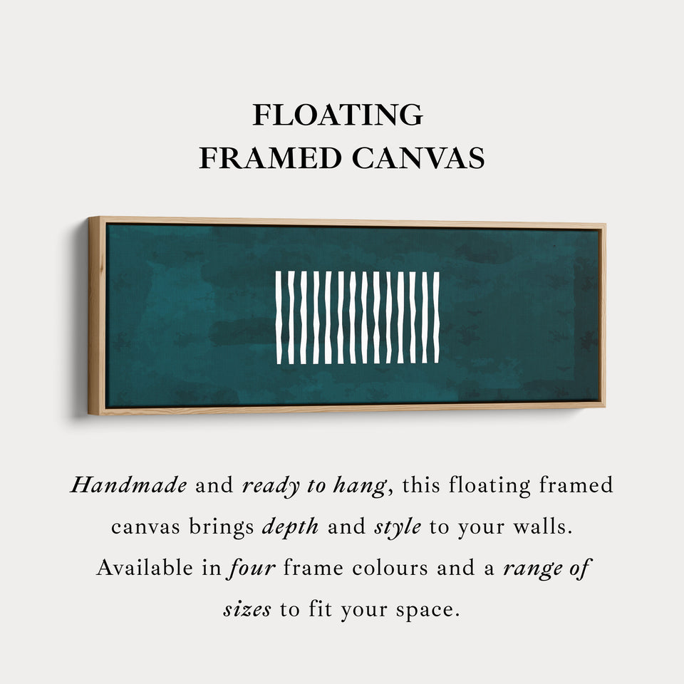 Wide Wall Art Deep Green Abstract Lines For Modern Living Room