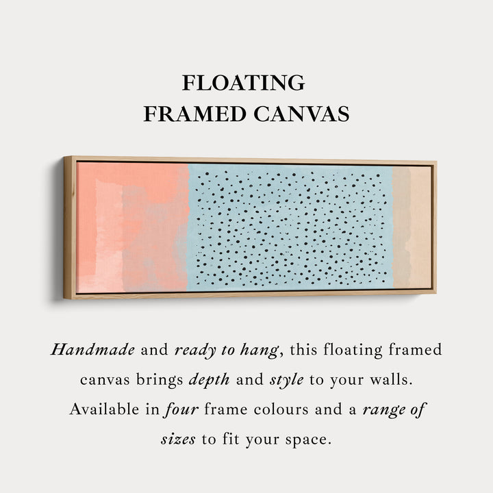 Long Canvas Soft Coral And Blue Dots Modern Wall Art For Bedroom