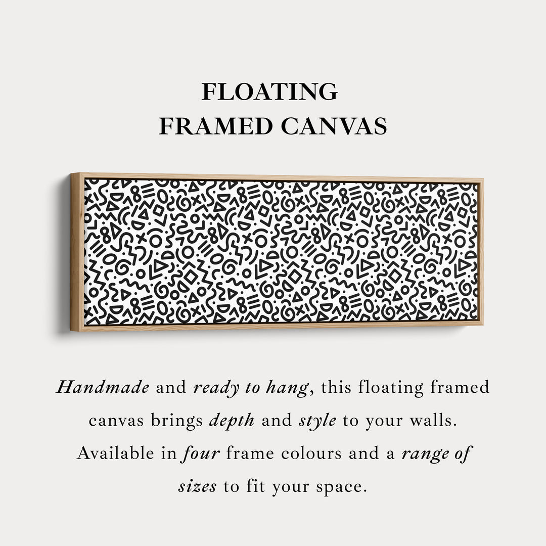 Geometric Pattern Wide Wall Art Black And White Modern Abstract