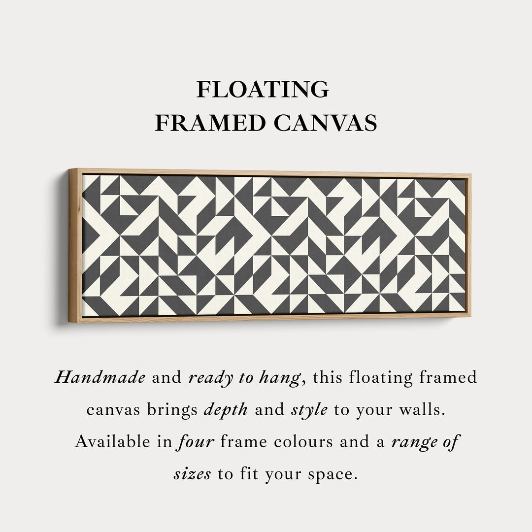 Horizontal Wall Art Black And White Angular Geometric Pattern For Modern Home