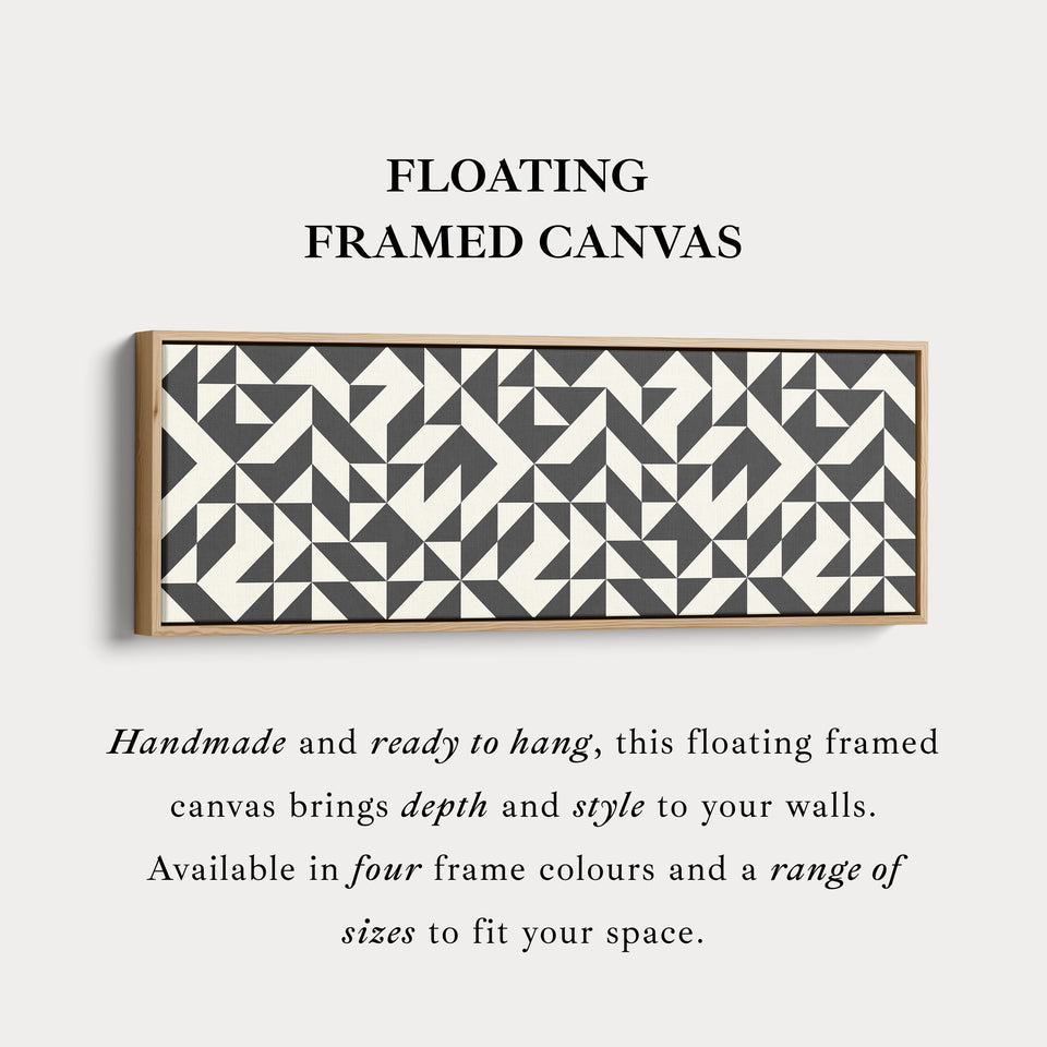 Horizontal Wall Art Black And White Angular Geometric Pattern For Modern Home