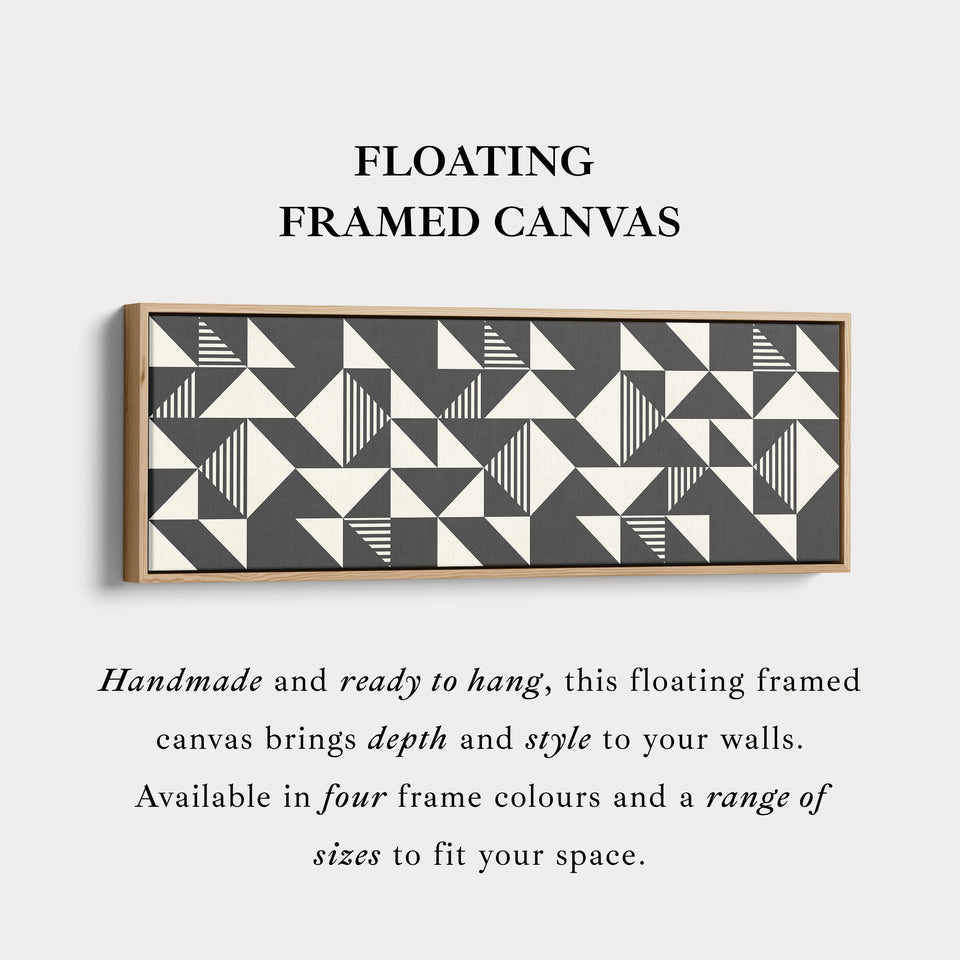 Long Narrow Canvas Black And White Triangular Pattern For Contemporary Spaces