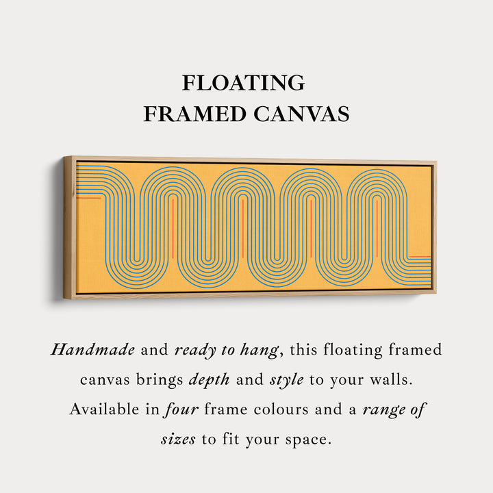 Wide Canvas Yellow And Blue Curved Line Art For Modern Kitchen Or Hallway