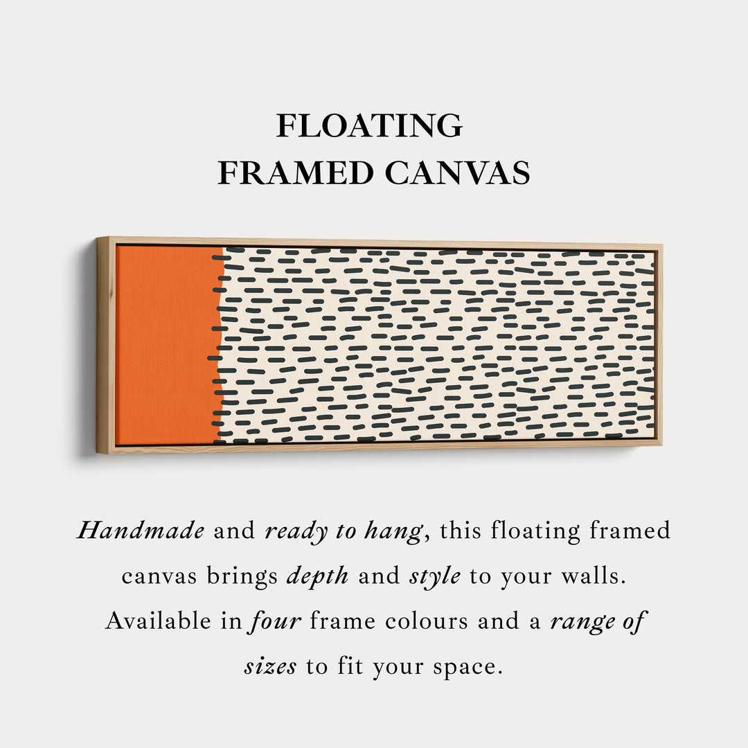 Horizontal Wall Art Orange And Black Dash Pattern For Modern Living Room