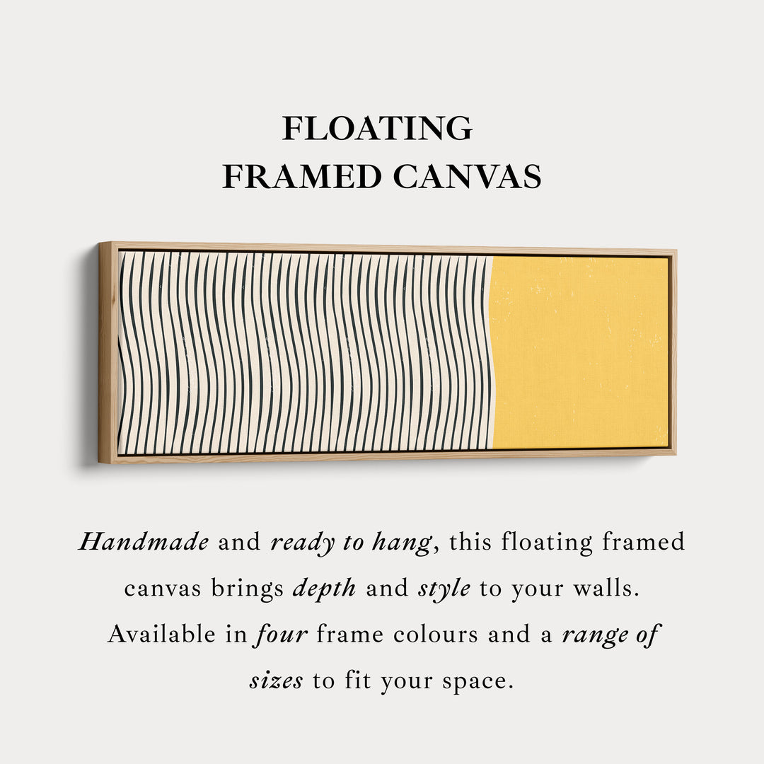 Long Framed Canvas Yellow And Black Wavy Line Wall Art For Bedroom
