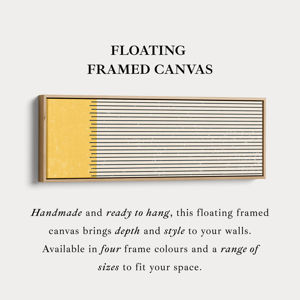 Horizontal Wall Art Yellow Beige Black Long Canvas For Kitchen Or Hallway