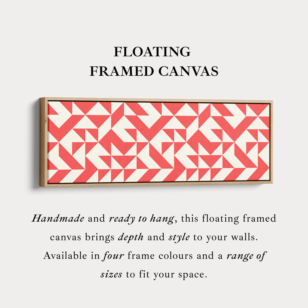 Horizontal Wall Art Red White Geometric Wide Canvas For Living Room