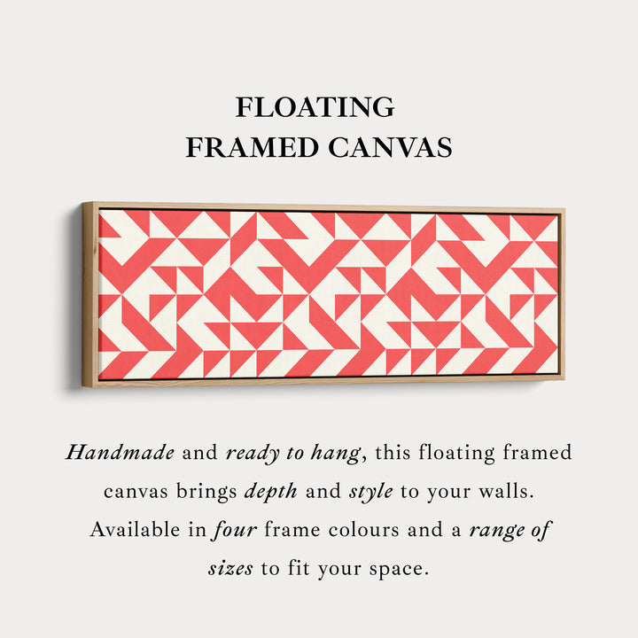 Horizontal Wall Art Red White Geometric Wide Canvas For Living Room