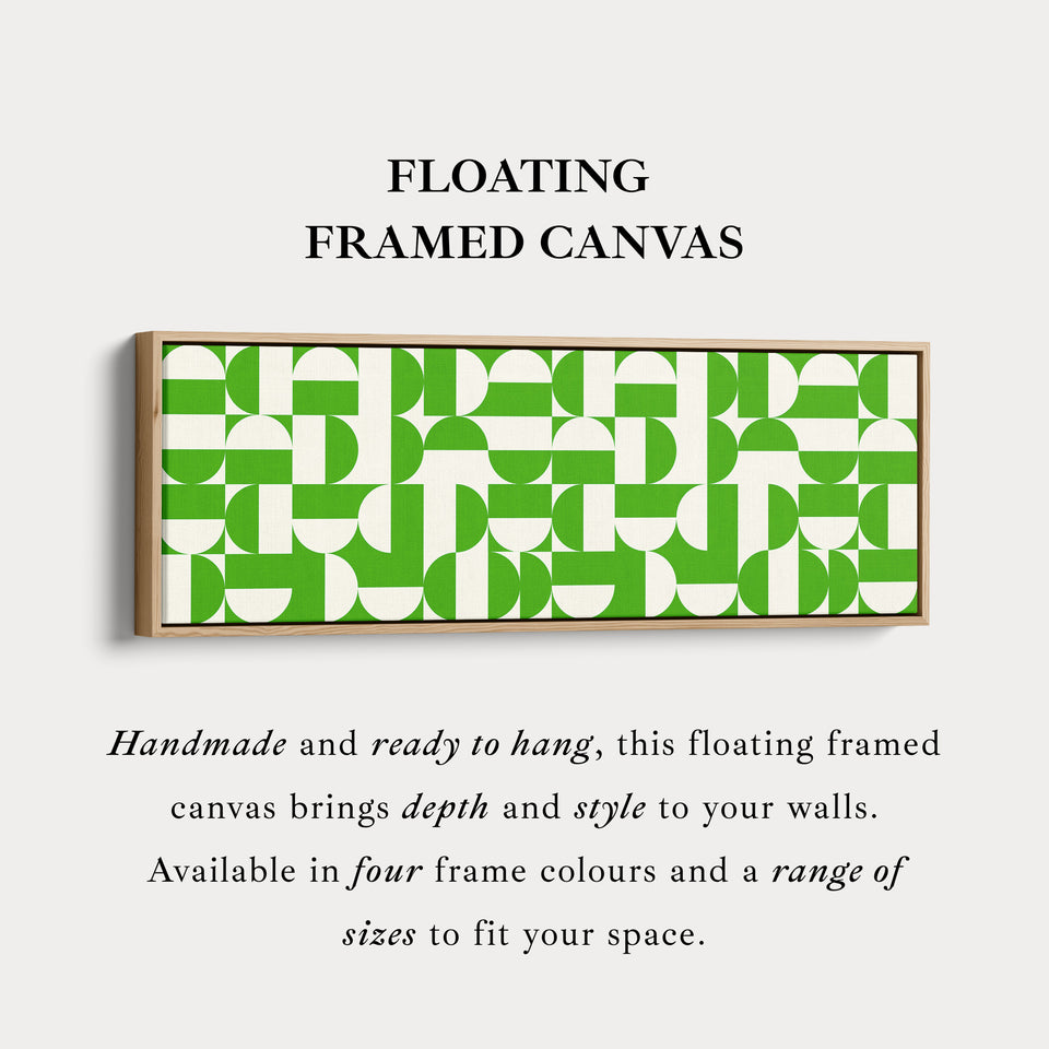 Long Narrow Canvas Green White Minimalist Geometric Wall Decor