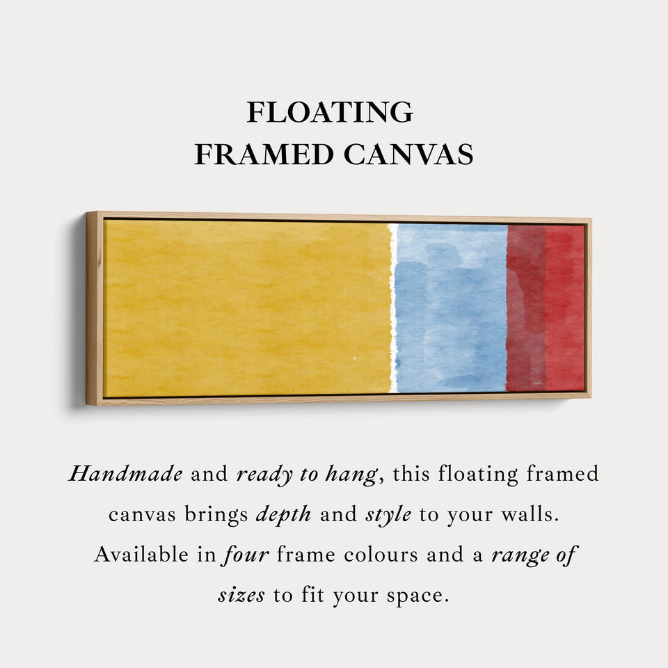Wide Wall Art Yellow Blue Red Long Canvas For Bedroom Or Hallway