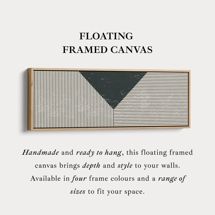 Long Framed Canvas Black Beige Geometric Wide Wall Art