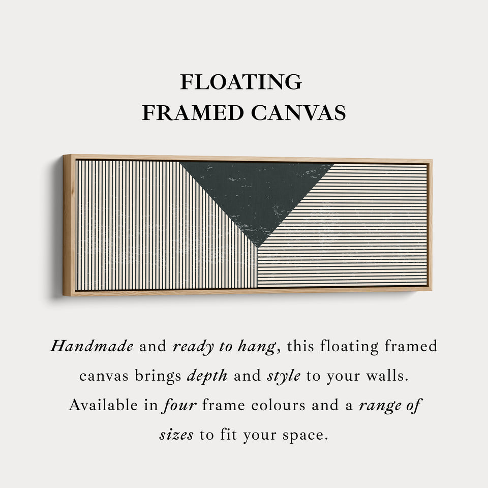Long Framed Canvas Black Beige Geometric Wide Wall Art